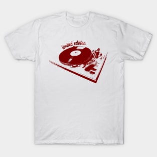 Red Turntable And Vinyl Record Illustration T-Shirt